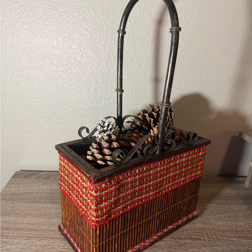 Rustic Woven Basket with Handle